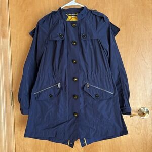 Burberry Brit Women's Size 4 US Blue Yellow‎ Rain Hoodie Jacket